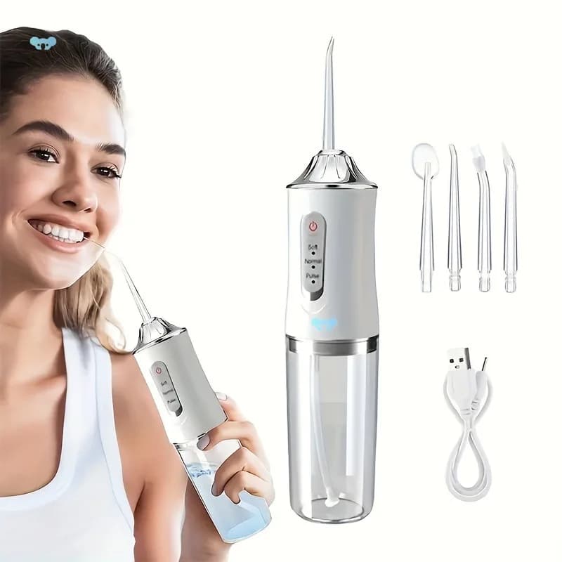 Irrigateur buccal Portable, fil dentaire à Jet d'eau, Rechargeable par USB, cure-dents, 4 pointes de