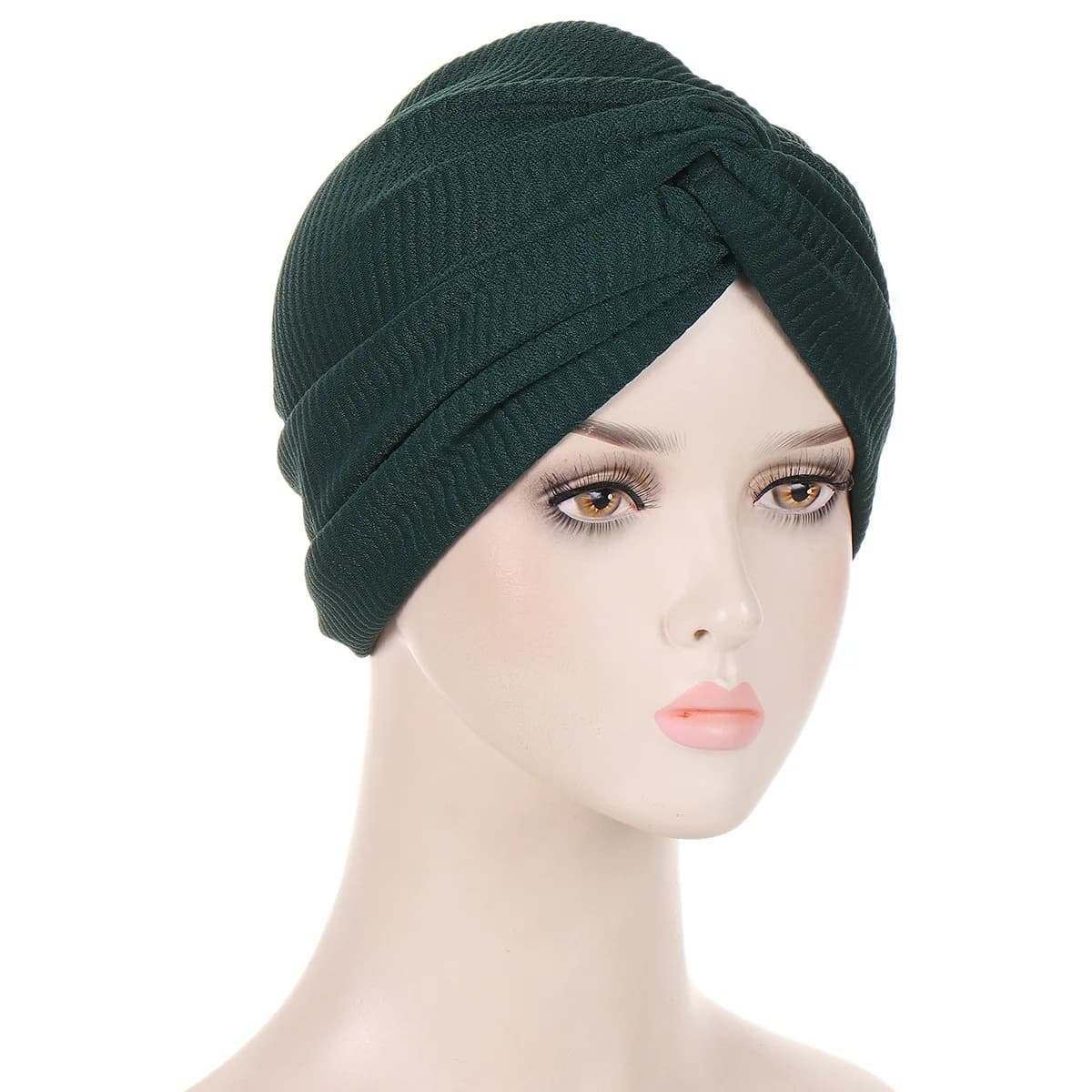 Turban Torsadé pour Femme Musulmane, Écharpe de Sauna, Bonnet Extensible, Couvre-Chef en Coton Solid