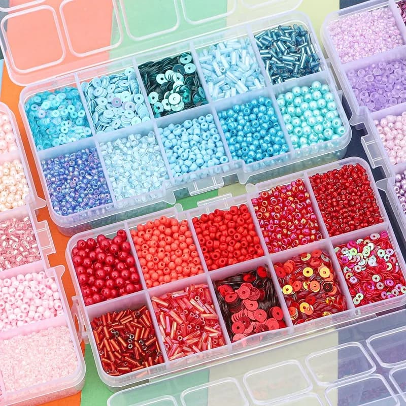 Boîte à paillettes de perles de verre en cristal tchèque, kit de fabrication de bijoux, bricolage, s