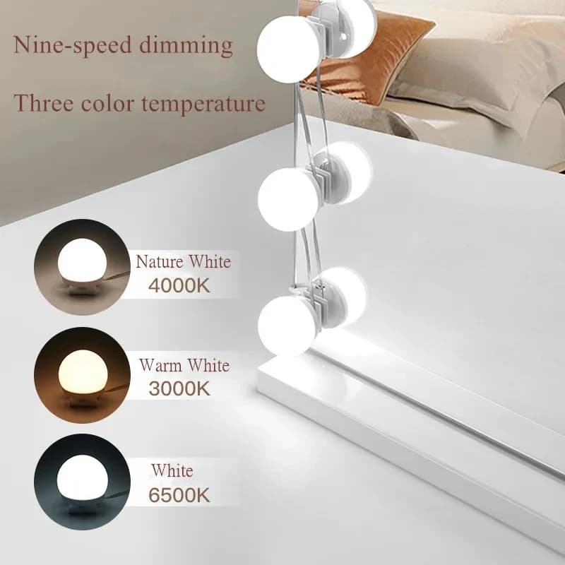 Miroir de maquillage ampoule LED lumières de vanité USB 12V salle de bain coiffeuse éclairage Dimmab