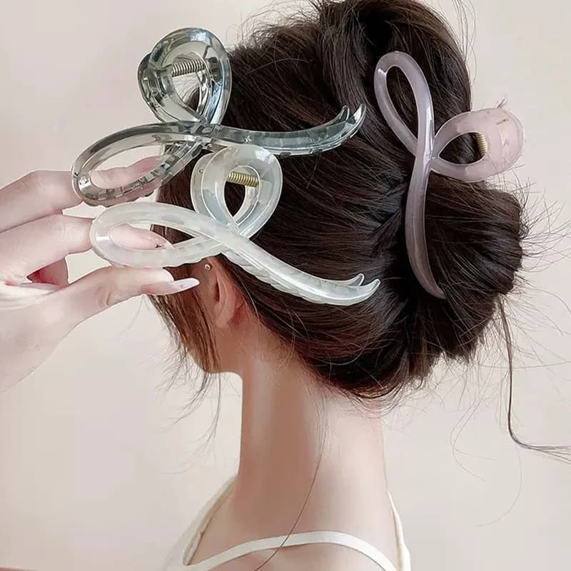 Pince à cheveux élégante avec nœud de couleur gelée pour femmes et filles, ornement de cheveux doux,