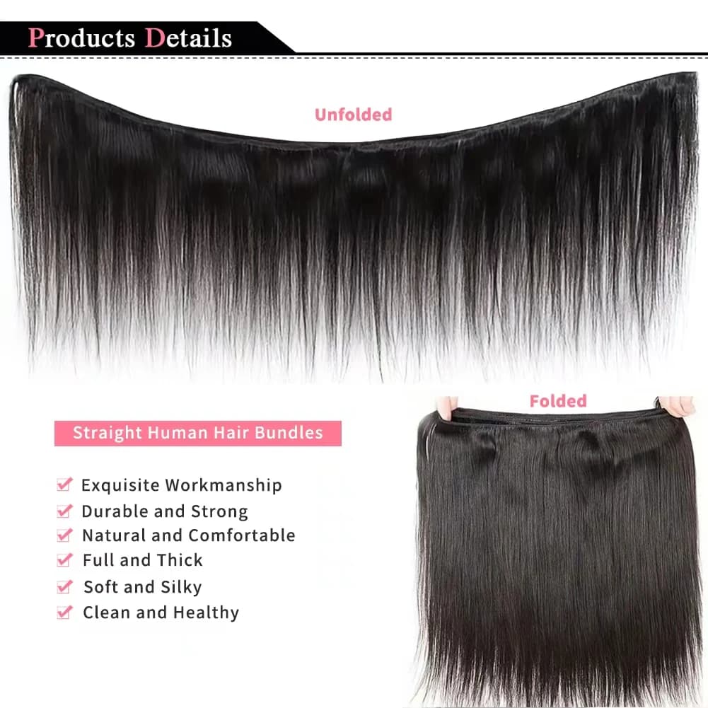 Extensions de cheveux vierges brésiliens naturels noirs non traités, tissage rapide, lisses, grade 1