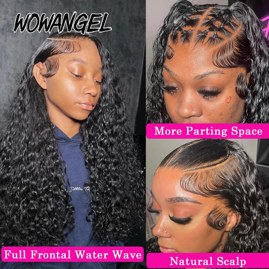 Wow Angel-Perruque de cheveux humains bouclés pré-épilés pour femme, vague d'eau, perruques frontale