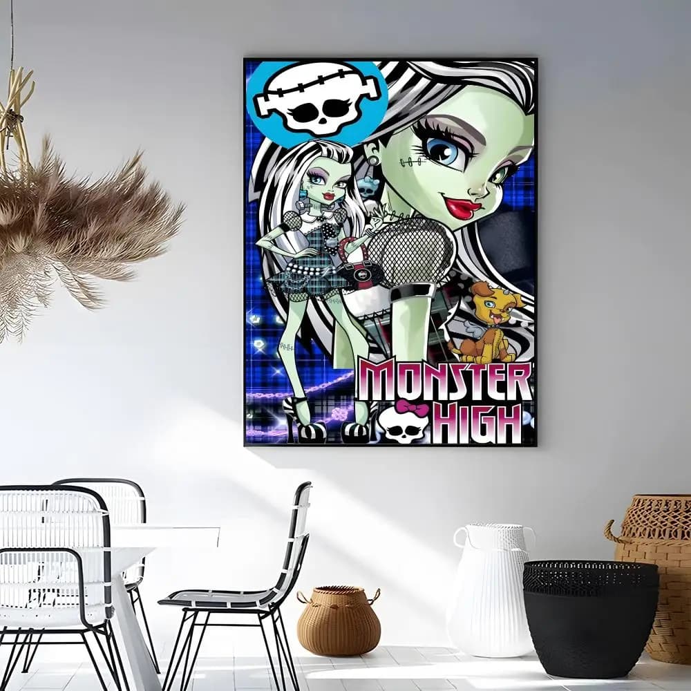 Affiches de dessin animé M-MonsTer H-High, impression d'art mural en aquarelle, décoration de chambr