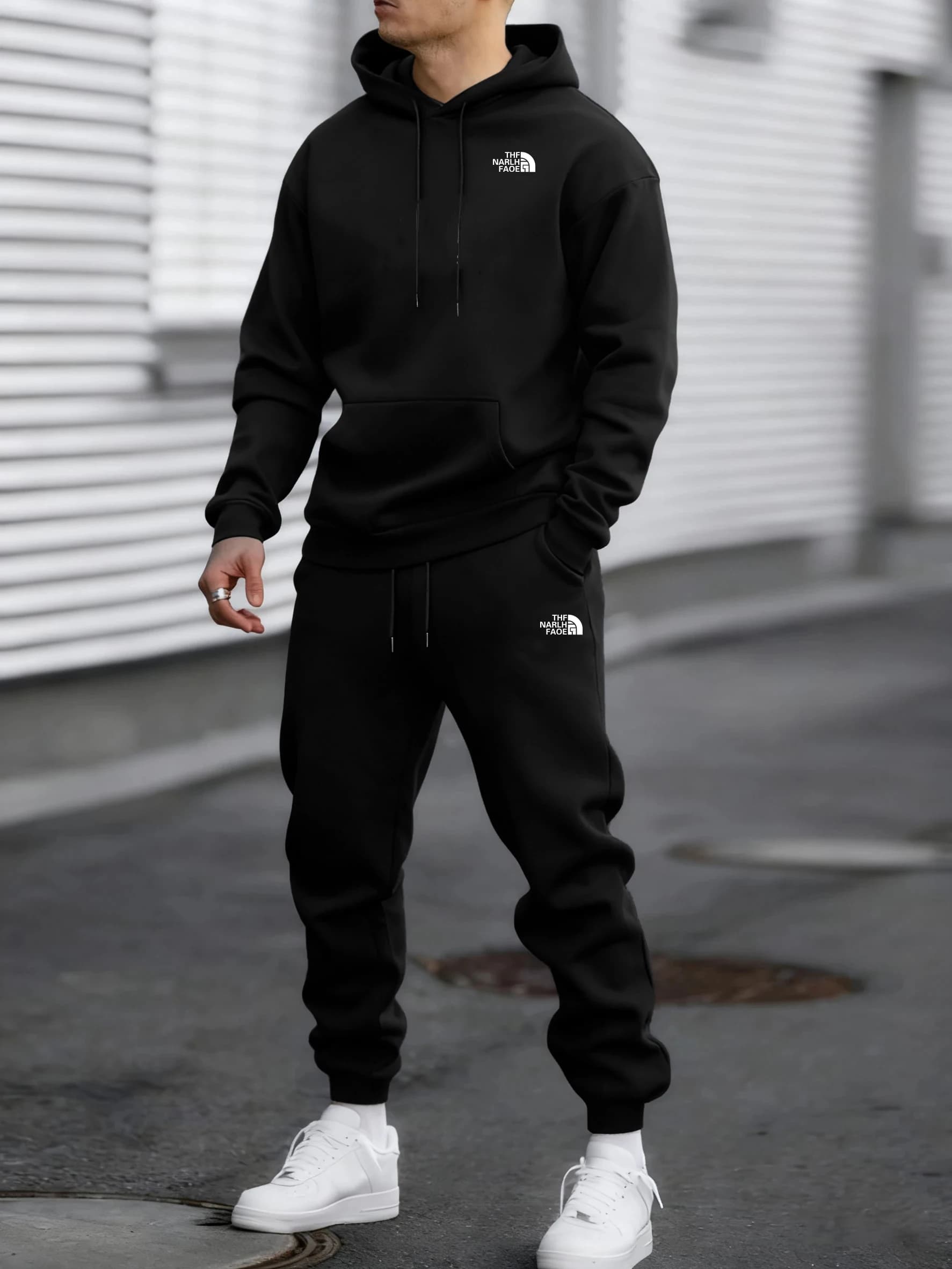 Ensemble décontracté deux pièces pour homme, automne et hiver, sweat-shirt à capuche et pantalon ave