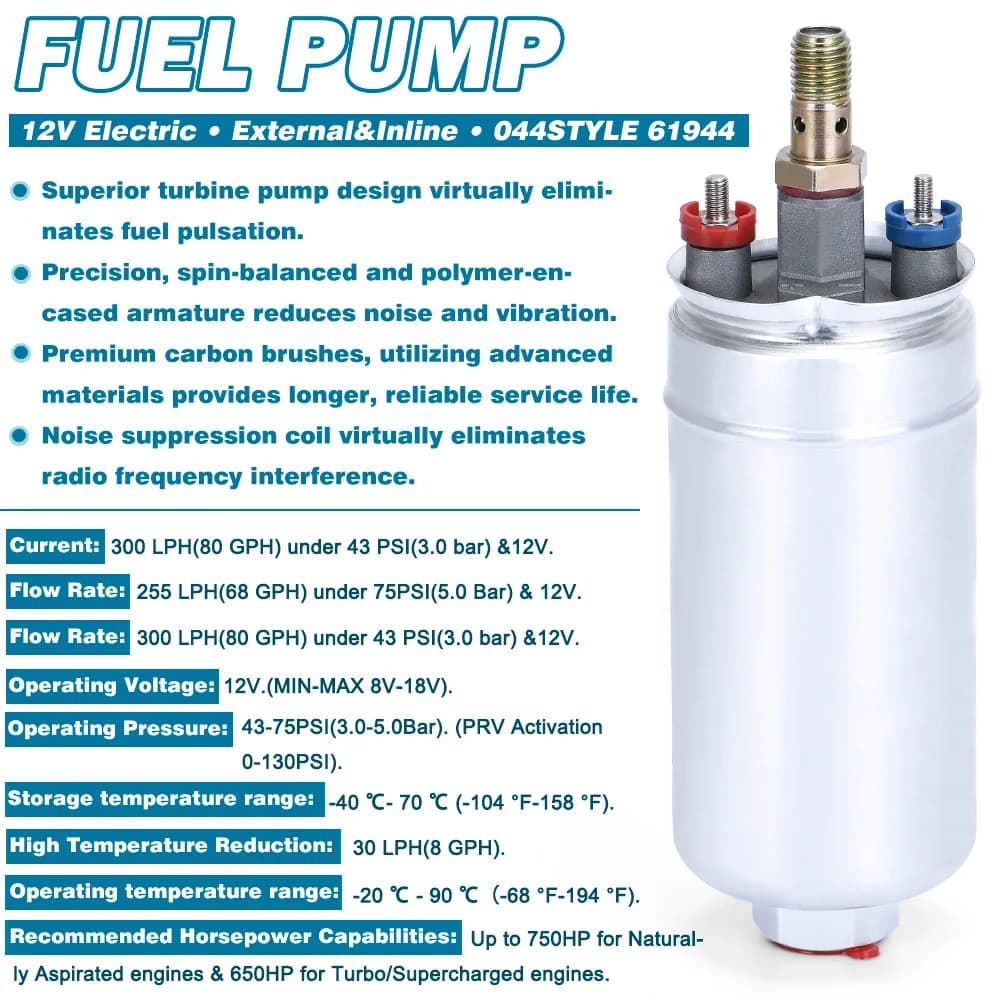 PQY - TOP appelle pompe à carburant externe ALITY 044 OEM:0580 254 044 Poulor 300lph livré avec PQY-