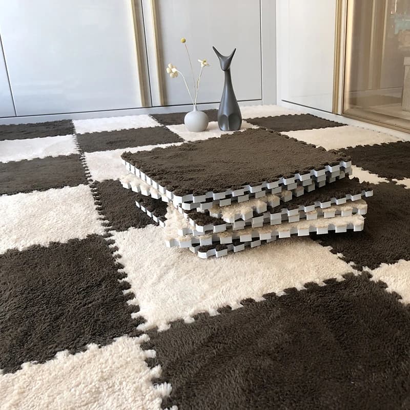 Tapis de jeu en peluche douce pour bébé, en mousse EVA, pour enfants, carreaux d'exercice imbriqués,