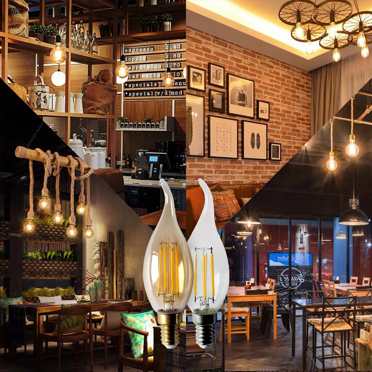 Lumière à Filament LED C35 E27 B22 E14 AC220V 4W sans scintillement 2700K 4000K, adaptée aux bars, a
