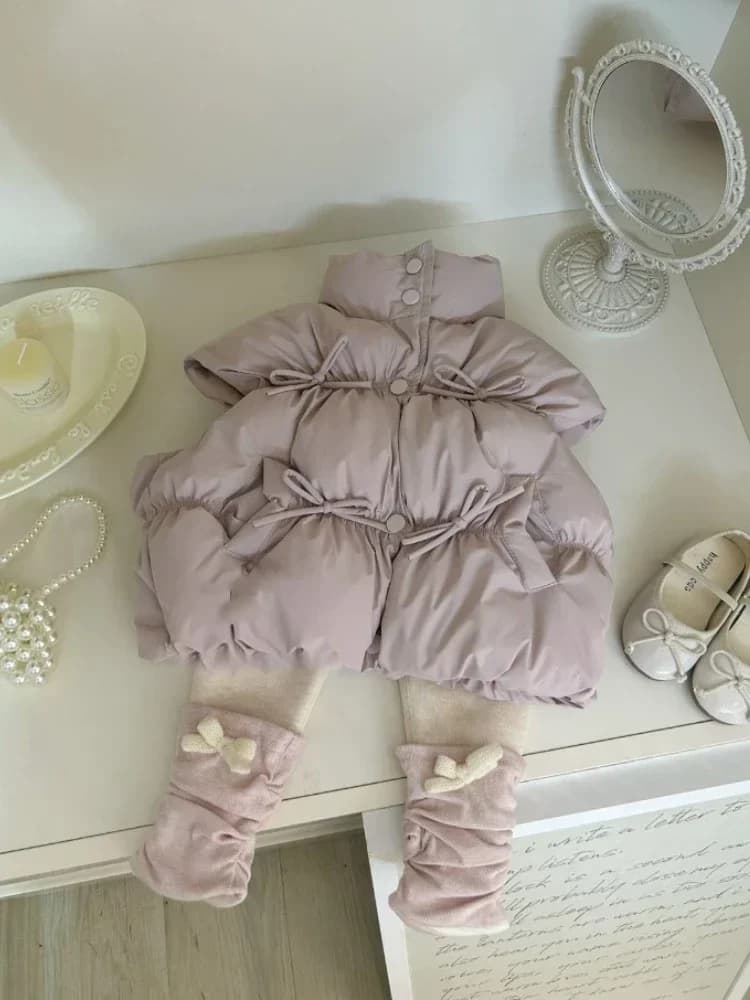HoneyCherry filles couleur unie gilet automne et hiver nouveau à la mode enfants coton gilet hiver f