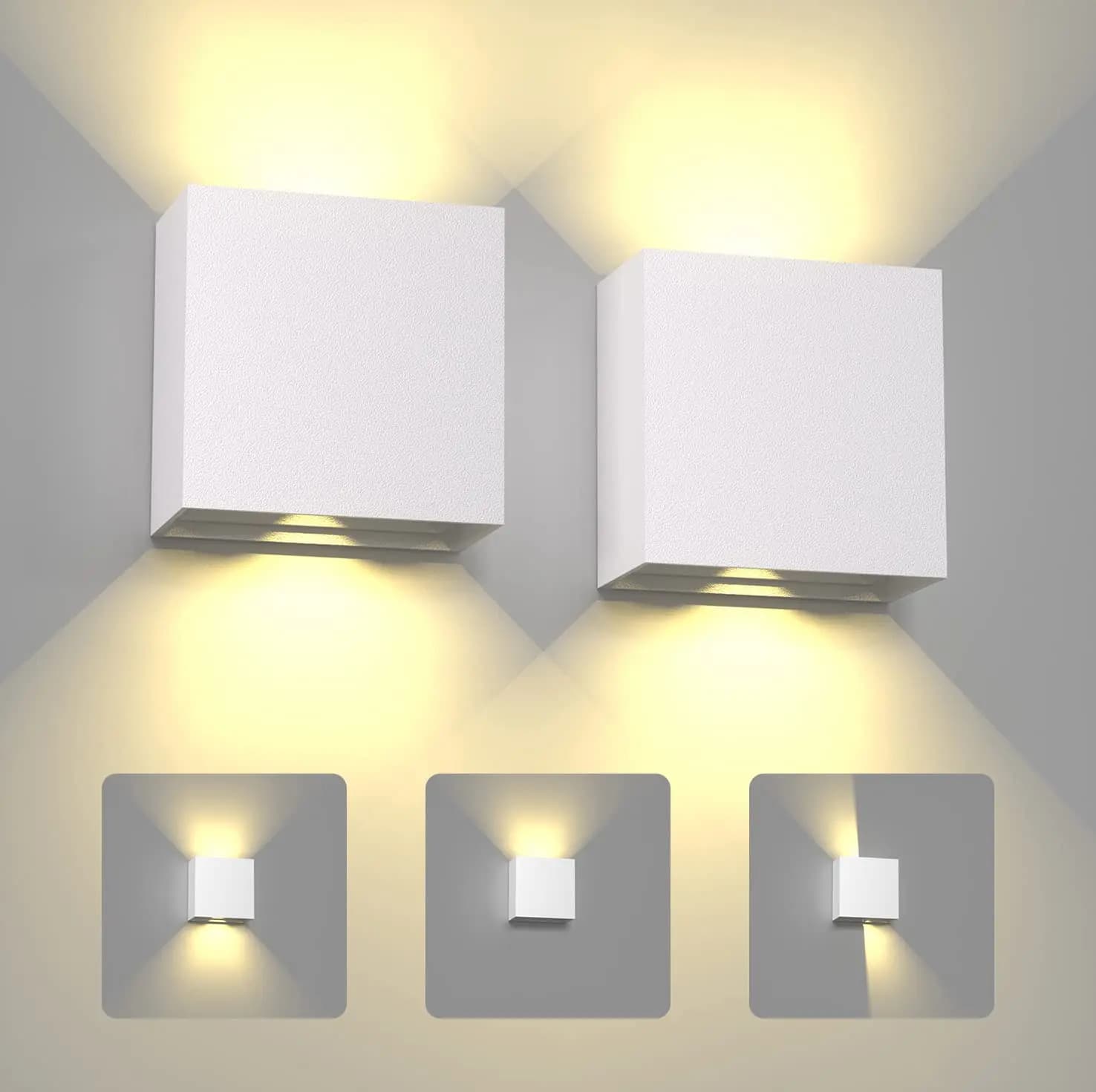 Appliques murales LED 6W, lampe murale moderne d'intérieur et d'extérieur IP65, lumières murales hau