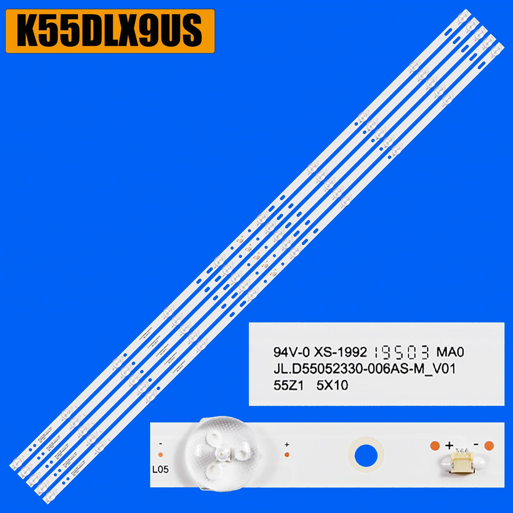 Bande de rétroéclairage LED, 10 lampes pour ST-5540US MS-L3184 V2 RTV5519SM K55DLX9US TVB55R4PR004 S