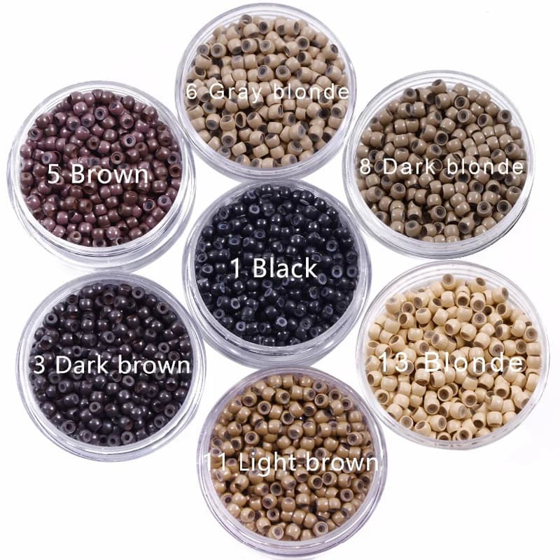 Nano anneaux en Silicone de 3mm, 500 pièces, anneaux en cuivre avec perles de cheveux doublées de Si