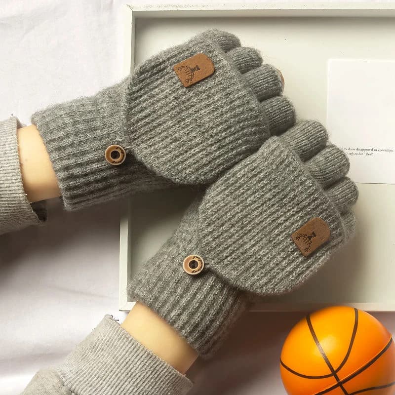 Gants tricotés sans doigts pour l'hiver, épais et chauds pour écran tactile, pour hommes et femmes, 