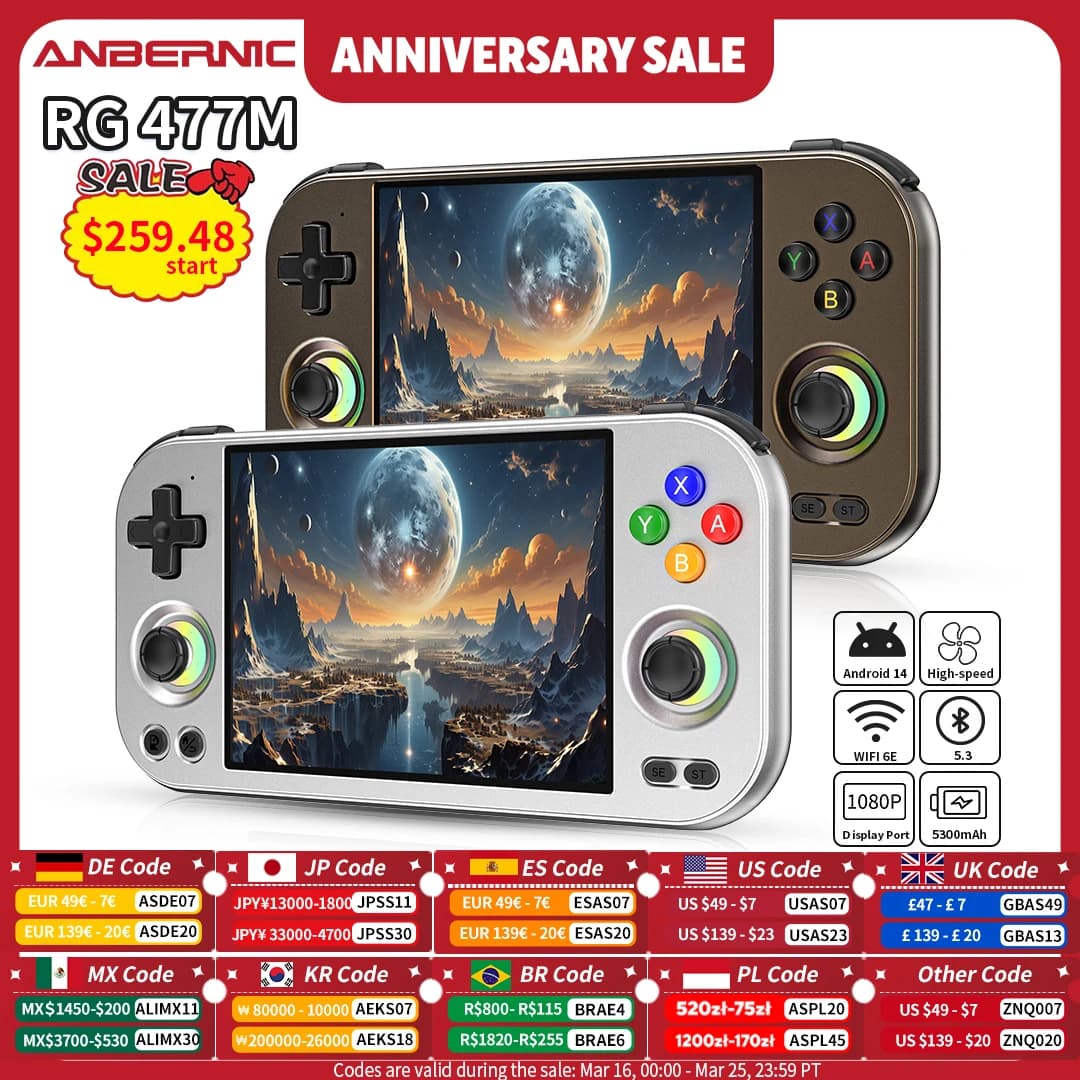 ANBERNIC RG 477M Console de jeu portable rétro 4.7 "LTPS écran dans le cellule dimension 8300 lecteu
