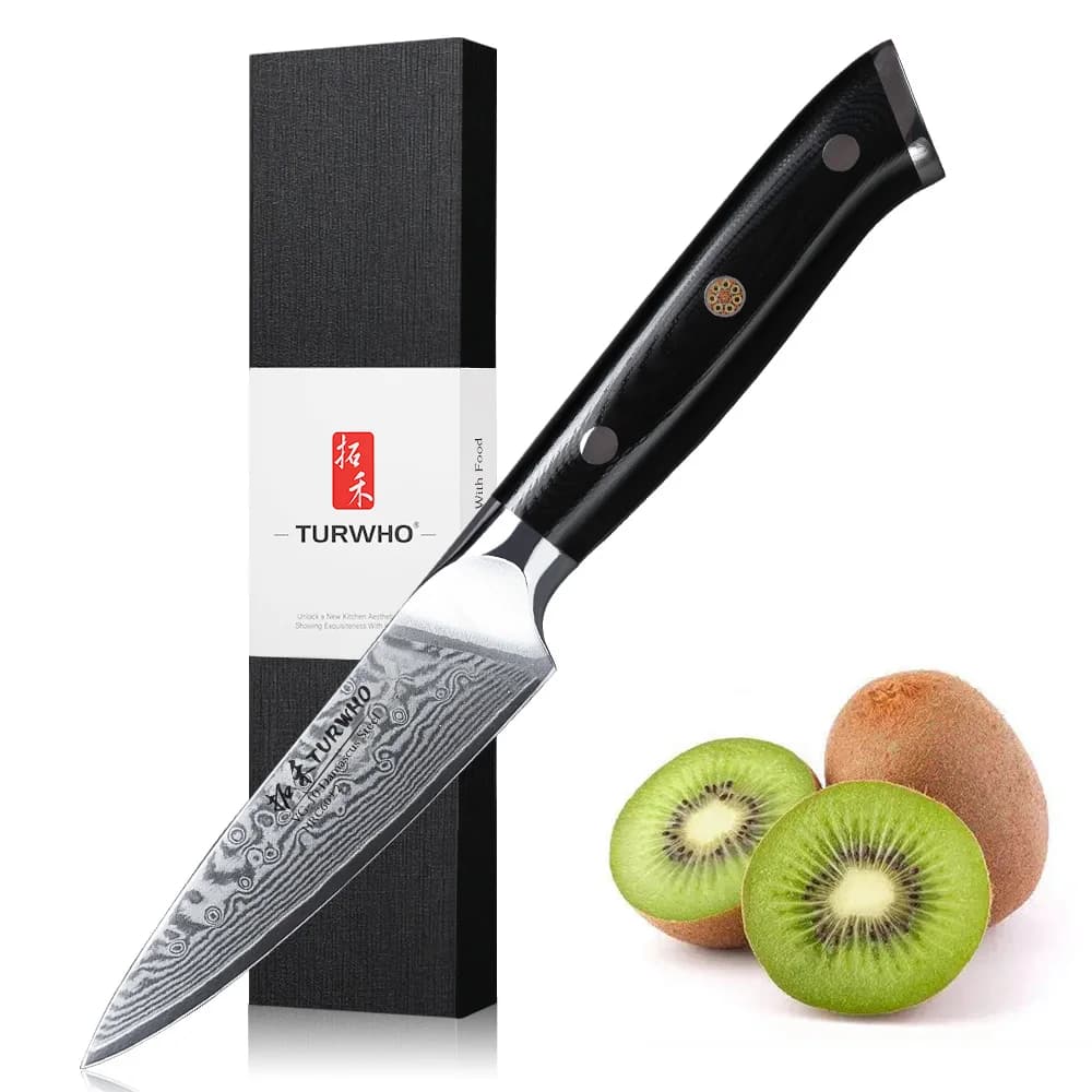 TURWHO-Couteau d'office en acier Damas, noyau en acier VG10, utilitaire pointu, épluchage de légumes