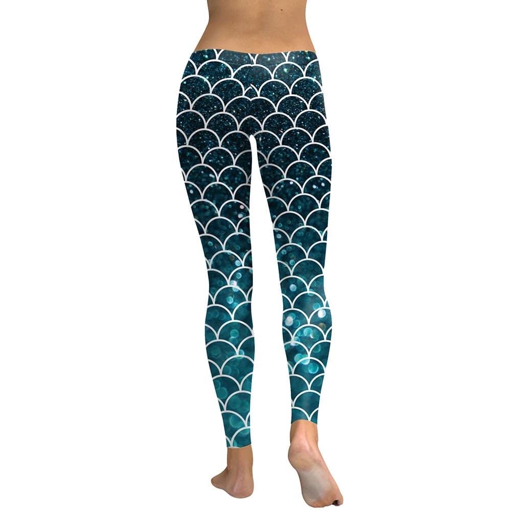 Leggings sirène colorés VIP FASHION pour femmes, taille haute, effet écailles de poisson, pantalon m