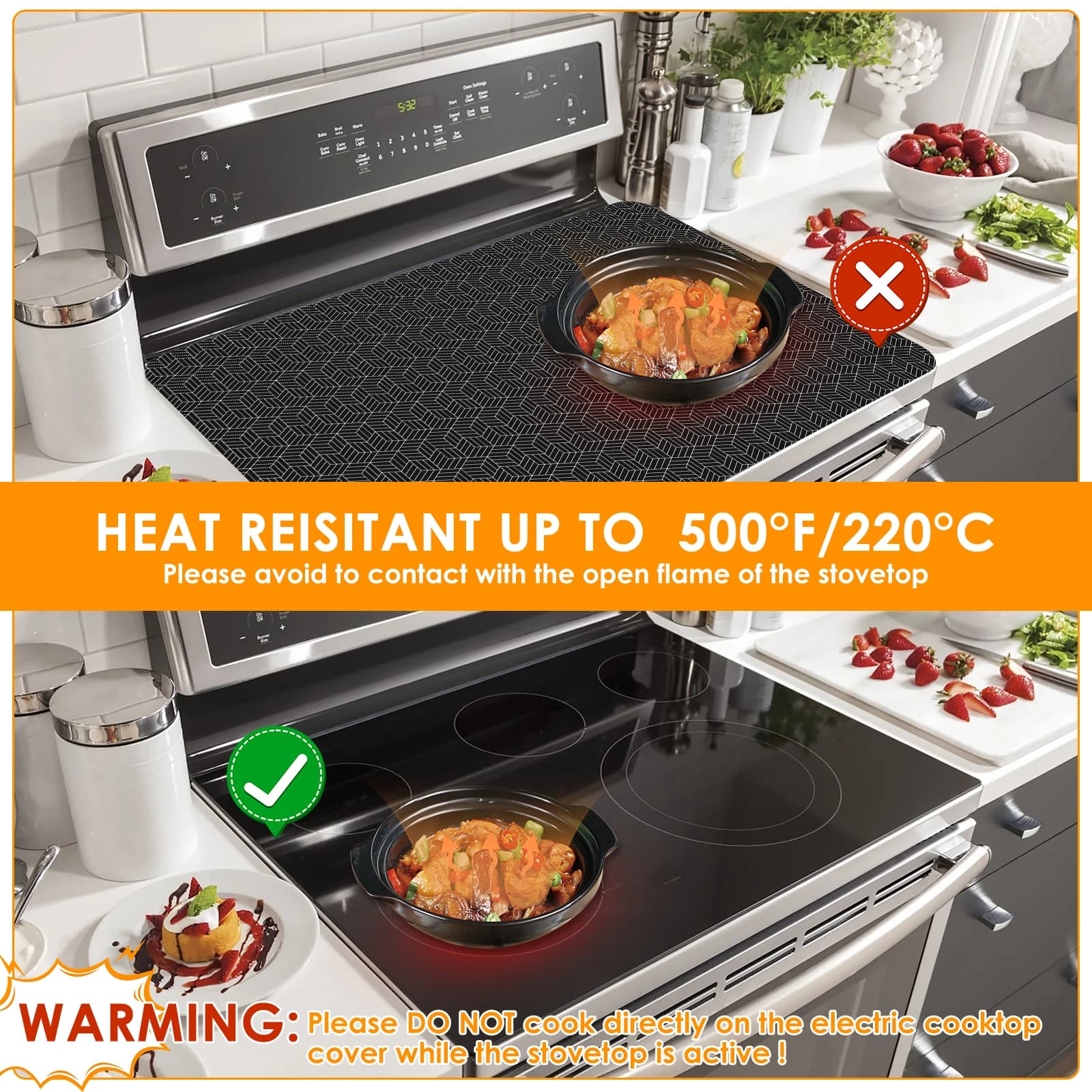 Tapis de protection pour table de cuisson à Induction, en Silicone, anti-rayures, résistant à la cha