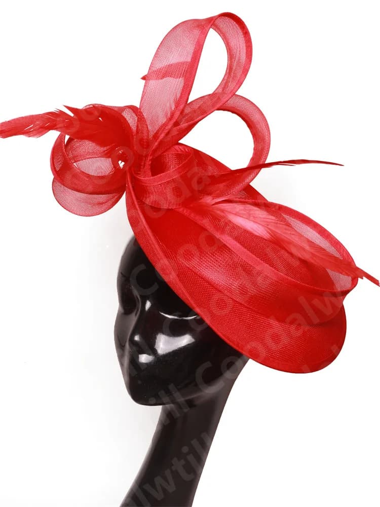Mariée mariage maille fascinateurs église chapeau dames femmes Derby grand fascinateur chapeaux fête