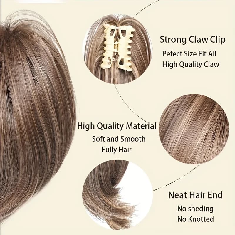 Chouchous synthétiques à griffes élégantes pour femmes, Chignon en désordre, queue de cheval lisse, 