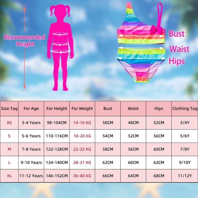Maillot de bain fille Bluey Rainbow, tenue de plage d'été avec nœud, ensemble tankini 2 pièces pour 