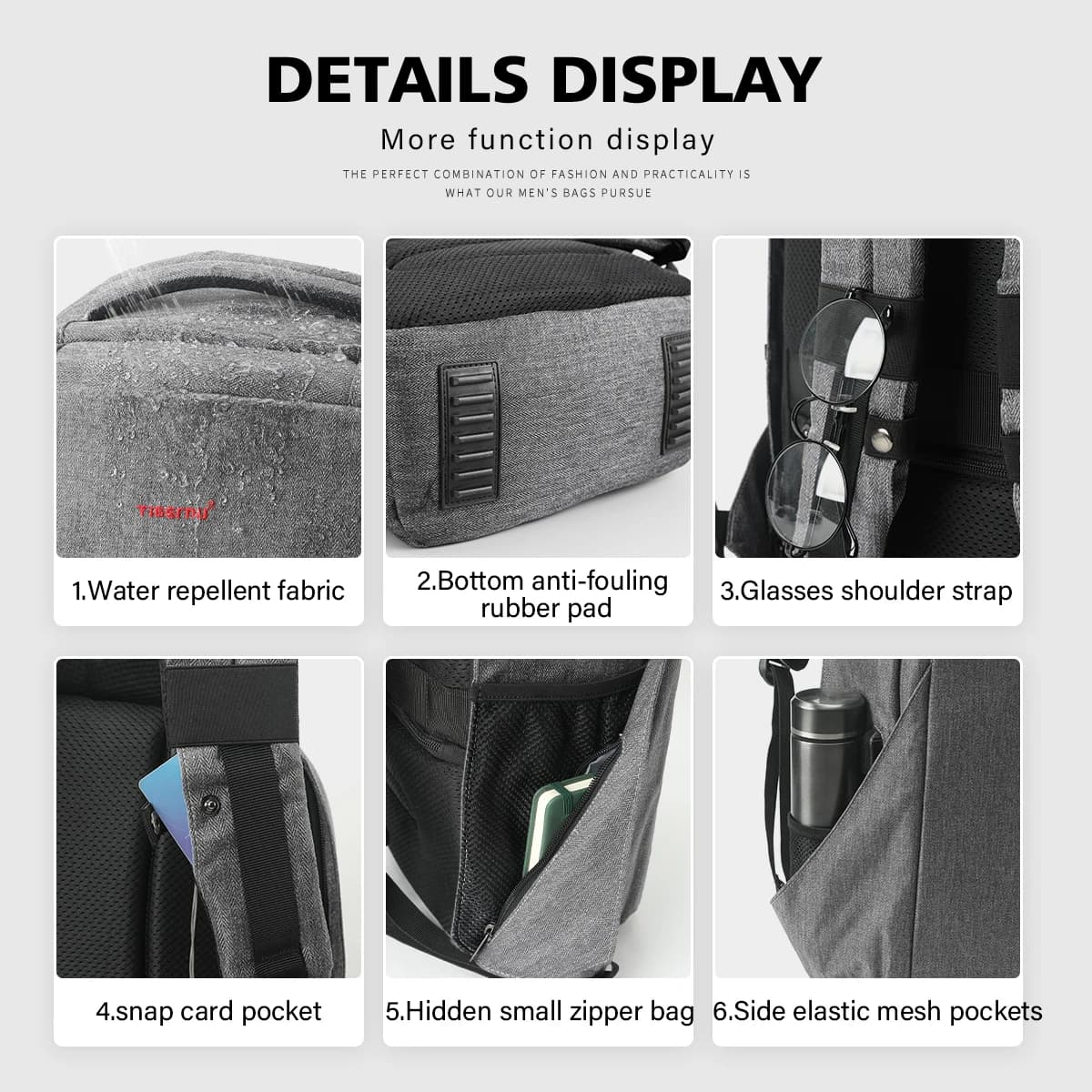 Tigernu hommes Anti-vol sac à dos 15.6 pouces sac à dos pour ordinateur portable sacs avec Port USB 