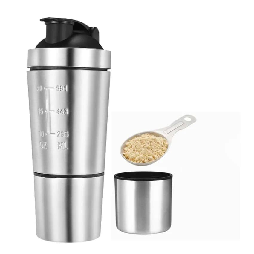 Tasse à secouer à Double Section en acier inoxydable monocouche, avec réservoir de stockage d'échell