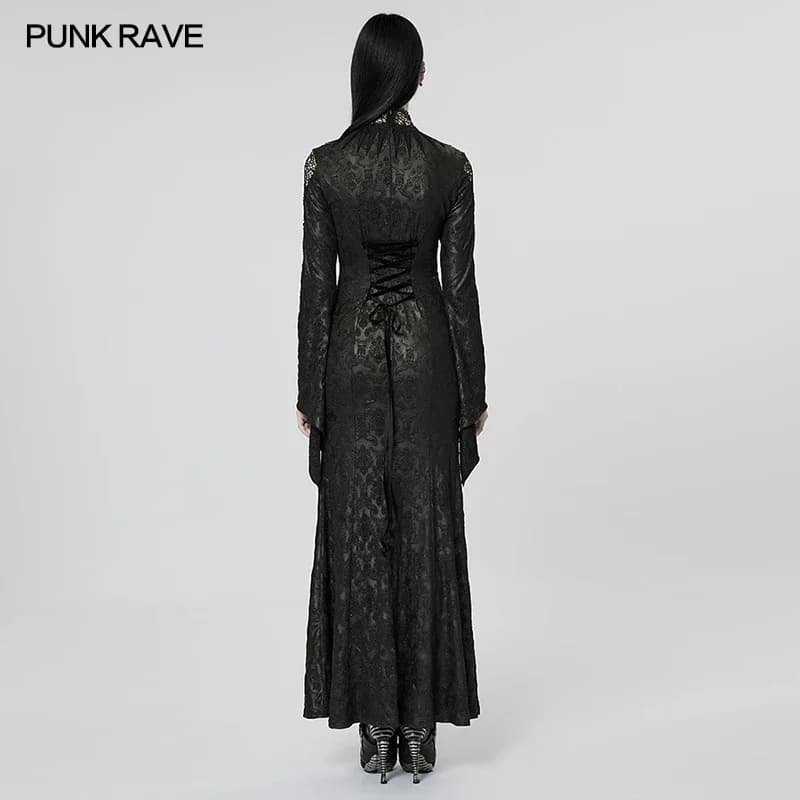PUNK RAVE femmes exquise gothique nuit flétrie vigne araignée motif maille robe manches évasées Sexy