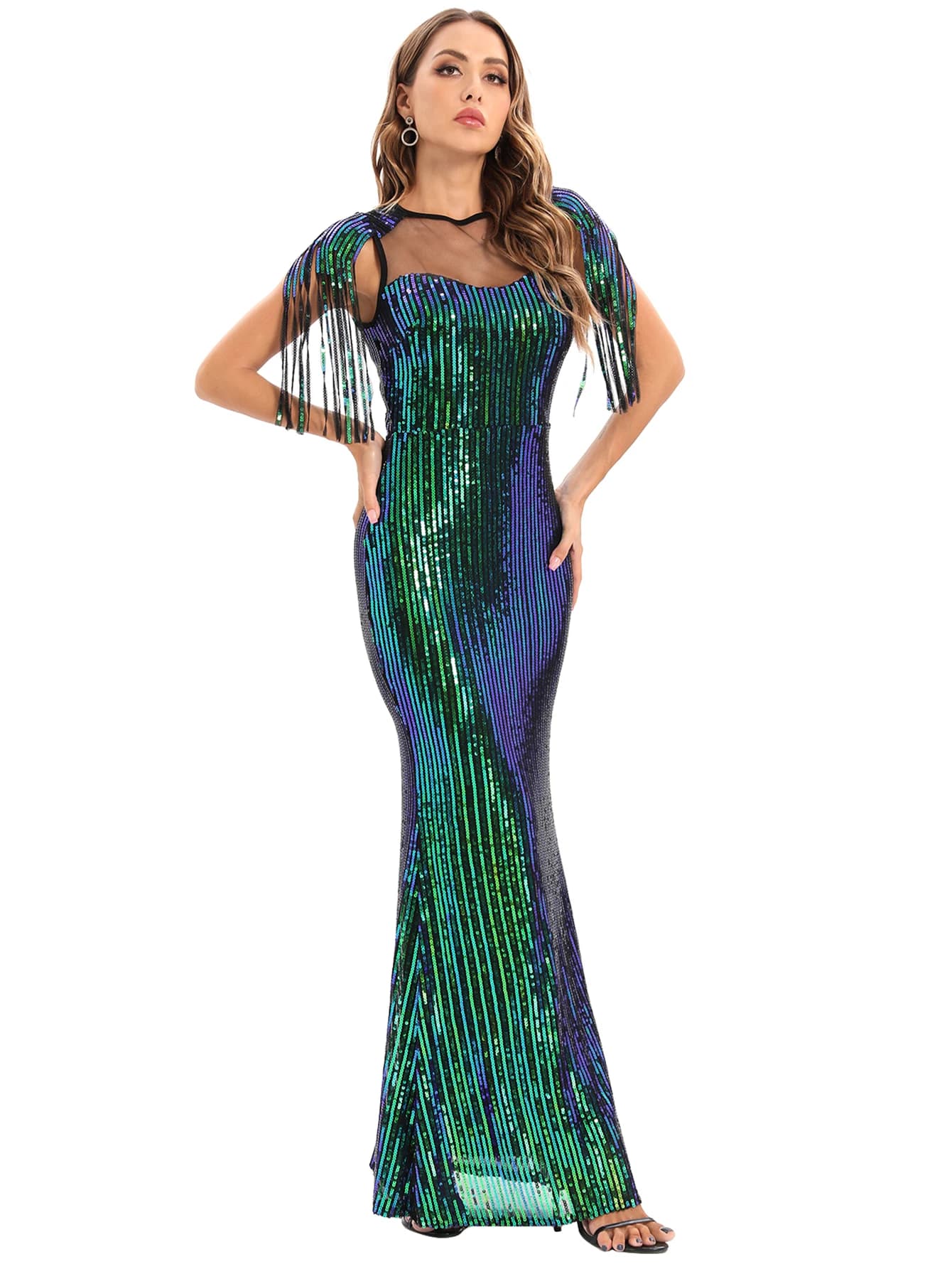 Robe d'été sexy transparente moulante à paillettes pour femmes 2026, robe maxi élégante pour fête d'