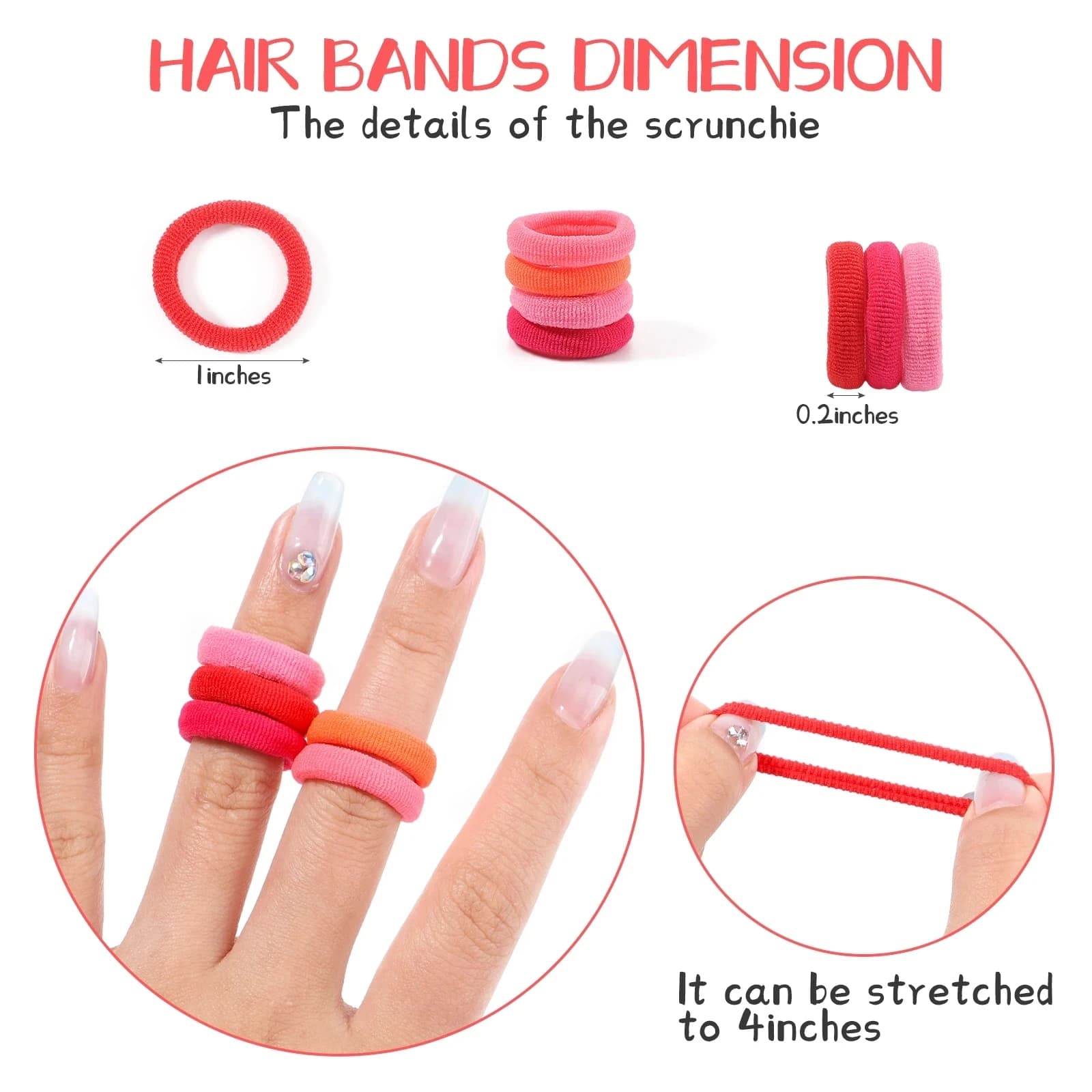 100 pièces coloré de base en Nylon élastique attaches de cheveux pour les filles enfants queue de ch