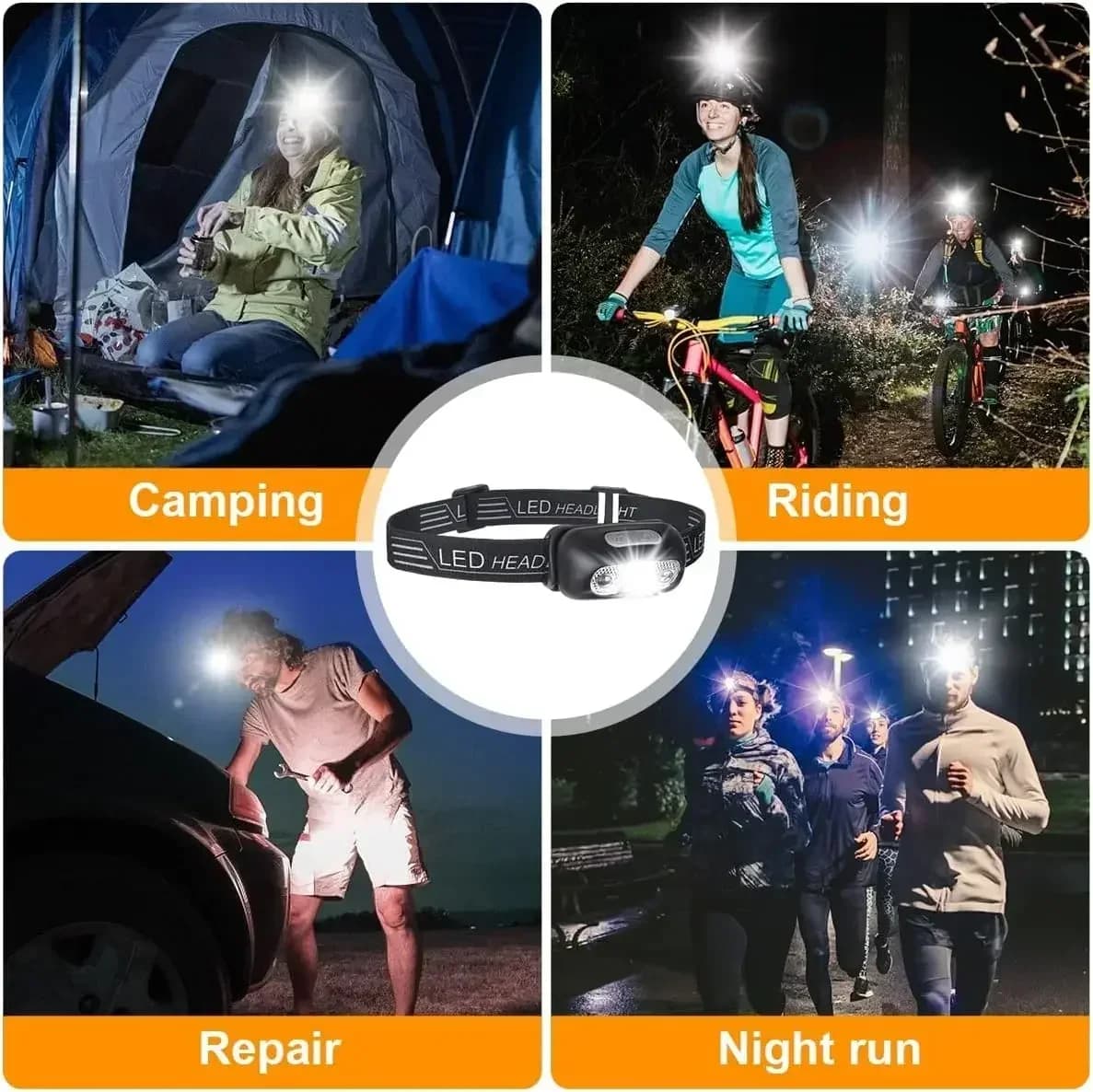 Lampe frontale à lumière forte Mini Led pêche de nuit torche puissante lampe frontale en plein air é