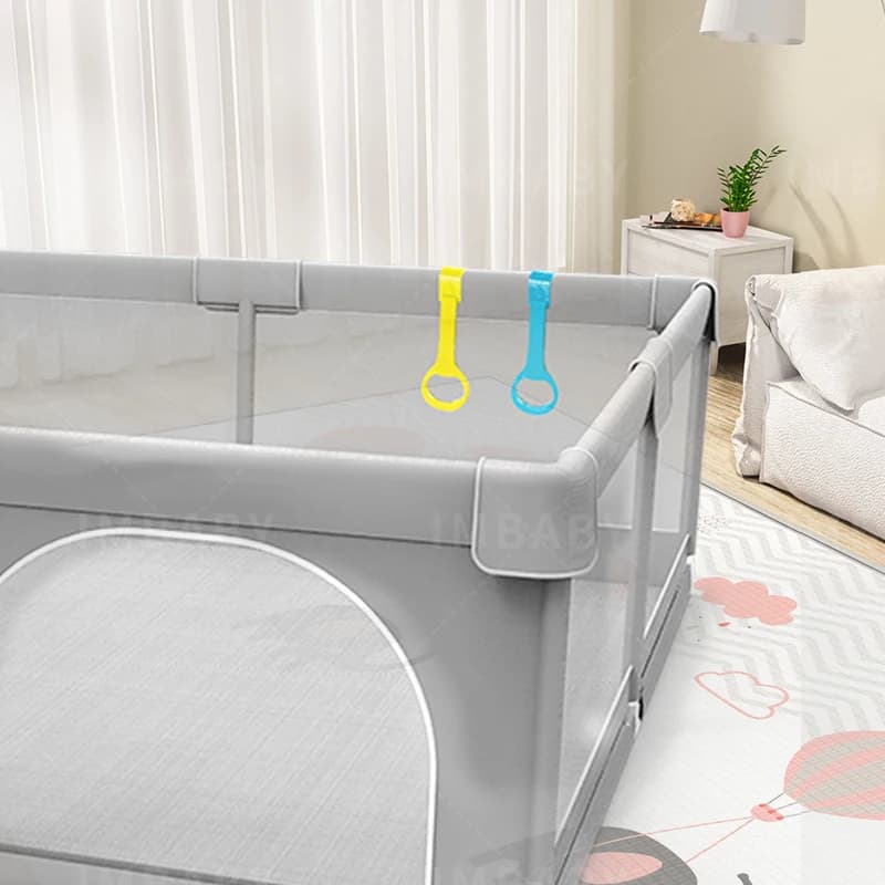 IMBABY Aire de jeux pour bébé 150x180 cm Parc pour bébé Boîte de clôture pour enfants grise avec par