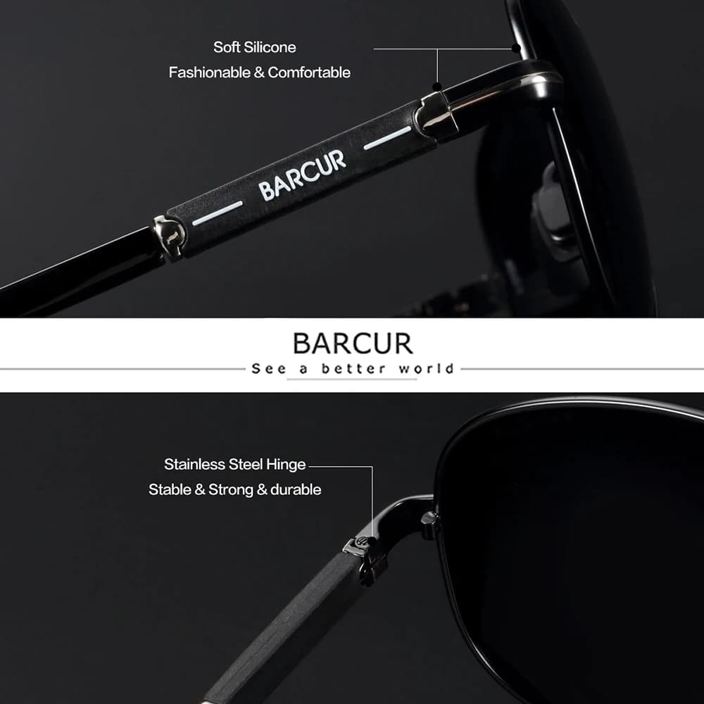 BARCUR-Lunettes de soleil polarisées pour hommes et femmes, accessoires de conduite