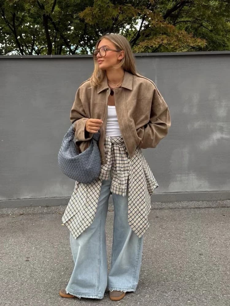 Veste en daim kaki pour femme, ample, décontractée, col rabattu, fermeture éclair, manteau épais, vê