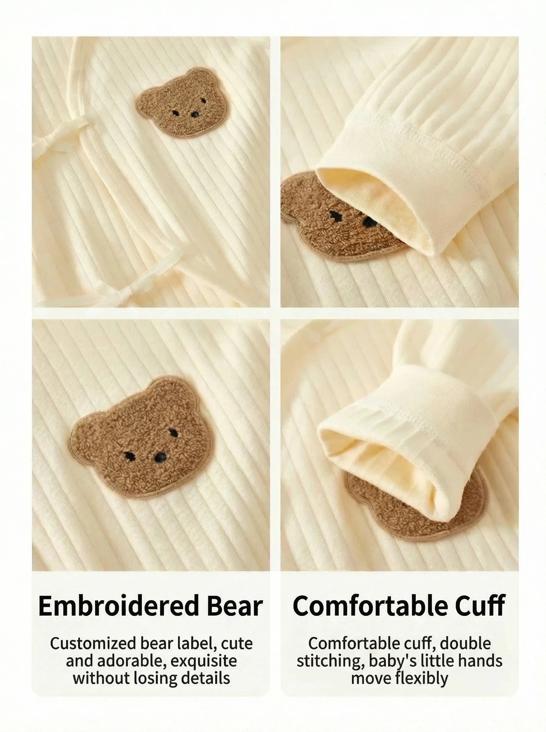 Somenie Combinaison tricotée pour bébé, 100% coton, manches longues, tenue une pièce pour garçons et