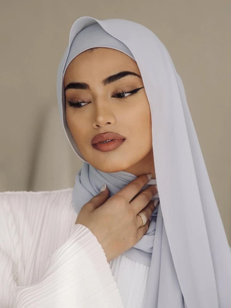 Ensemble de 2 pièces en mousseline de soie, Hijab, sous-capuchon assorti, écharpe avec sous-écharpe 