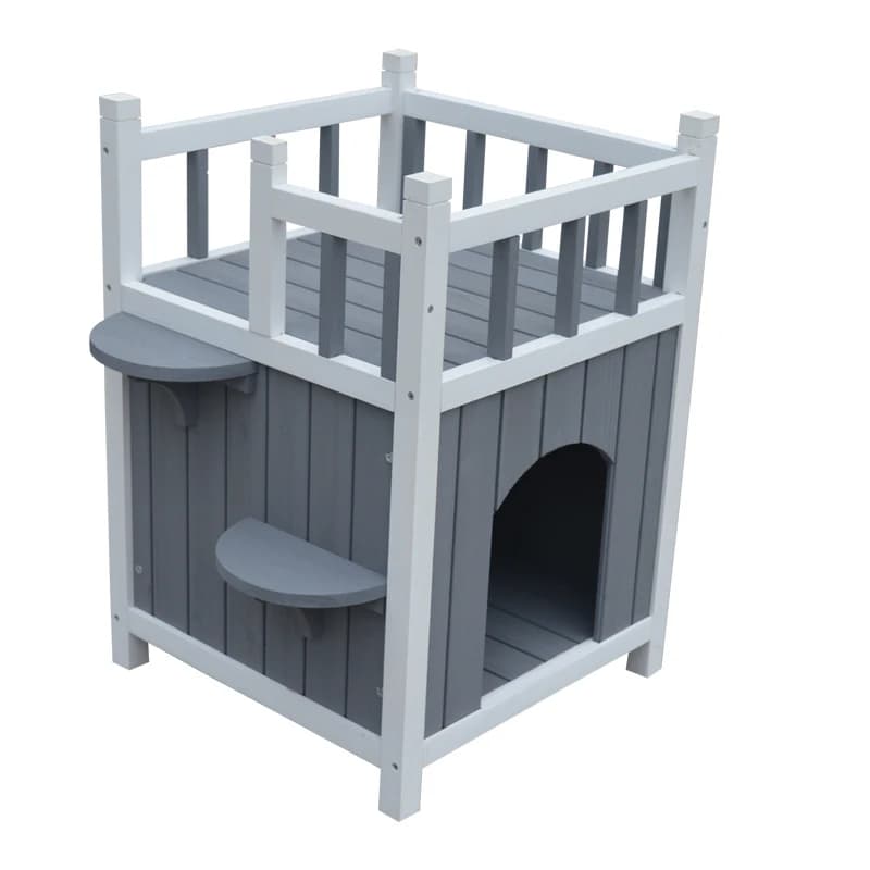 Maison d'intérieur pour chat à 2 niveaux, avec porte d'évasion et balcon, multifonction, usage intér