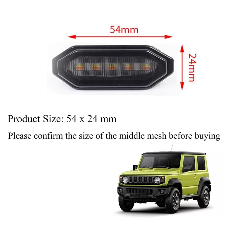 Feux de calandre avant à LED, lumière ambre blanche, lampes de calandre externes pour Suzuki Jimny, 