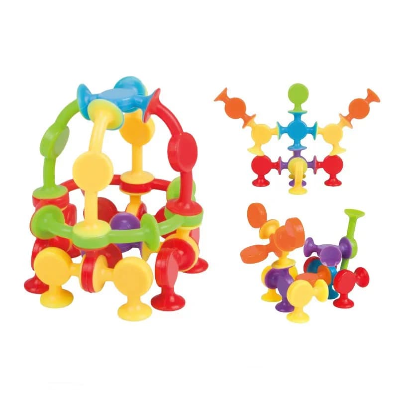 19 pièces ventouses assemblés jouets drôle bloc de Silicone modèle jouets de Construction ventouse v
