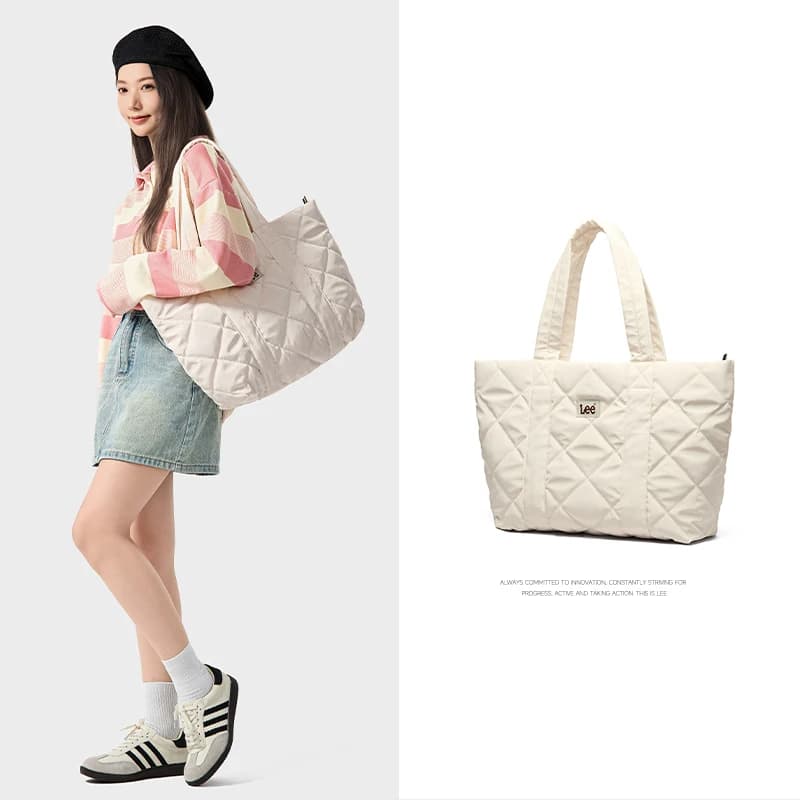 Sac fourre-tout matelassé LEE grand format pour femme, idéal pour étudiantes, ordinateur portable, l