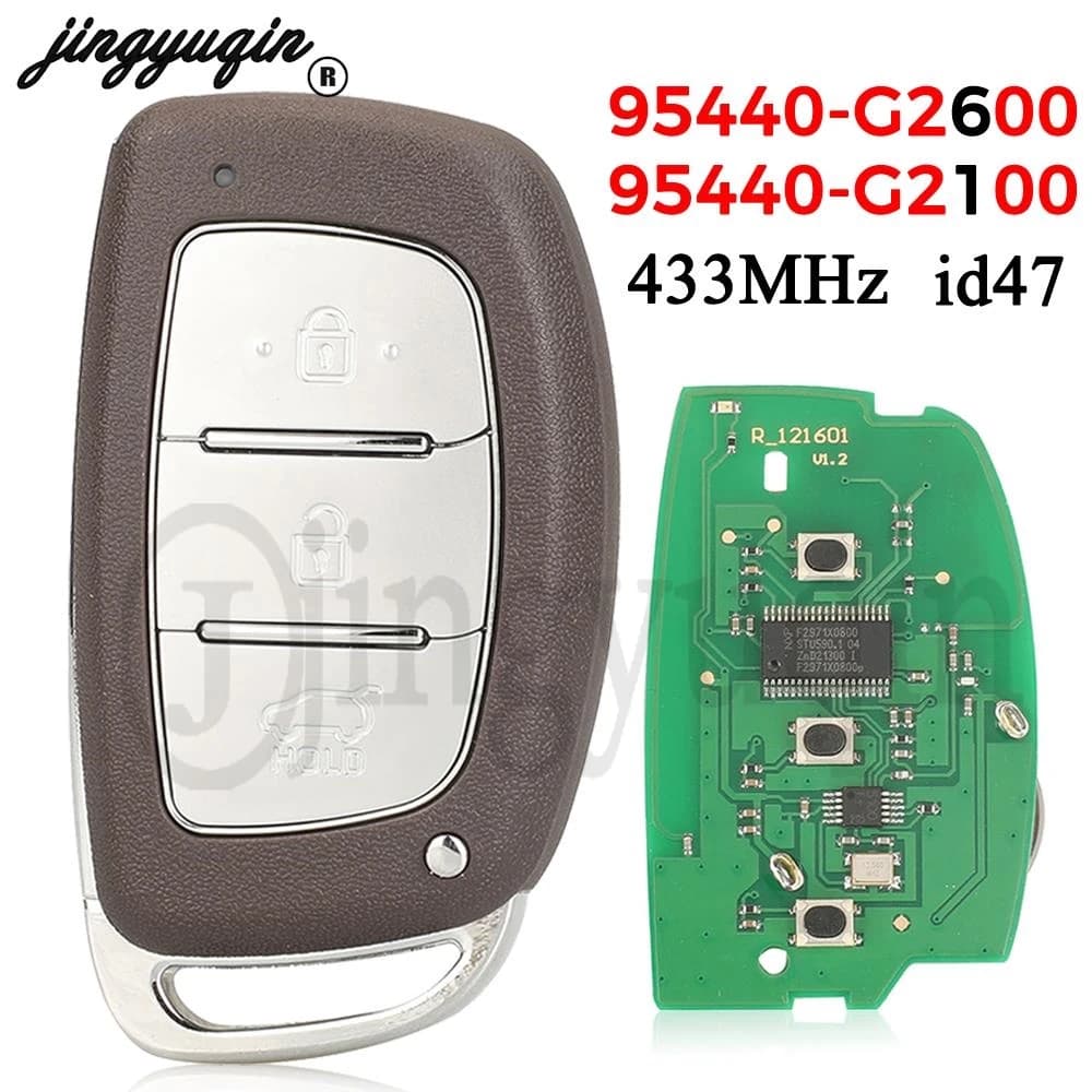 Jingyuqin – clé télécommande à 3 boutons, 433MHz, transpondeur ID47, pour voiture Hyundai Ioniq (201