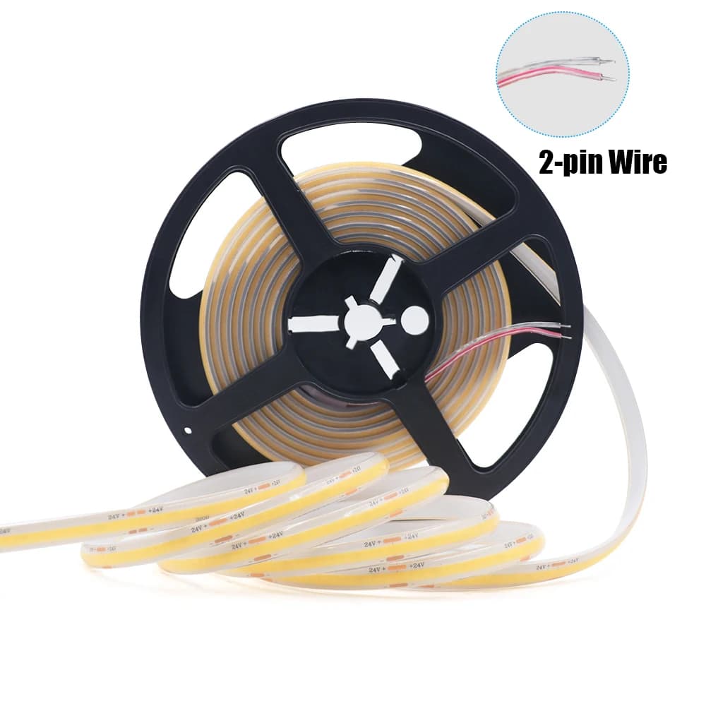 Bande lumineuse LED COB 12V 24V, IP68, étanche, Flexible, 320LED, 5m, 10m, 15m, 0.5m, 1m, éclairage 