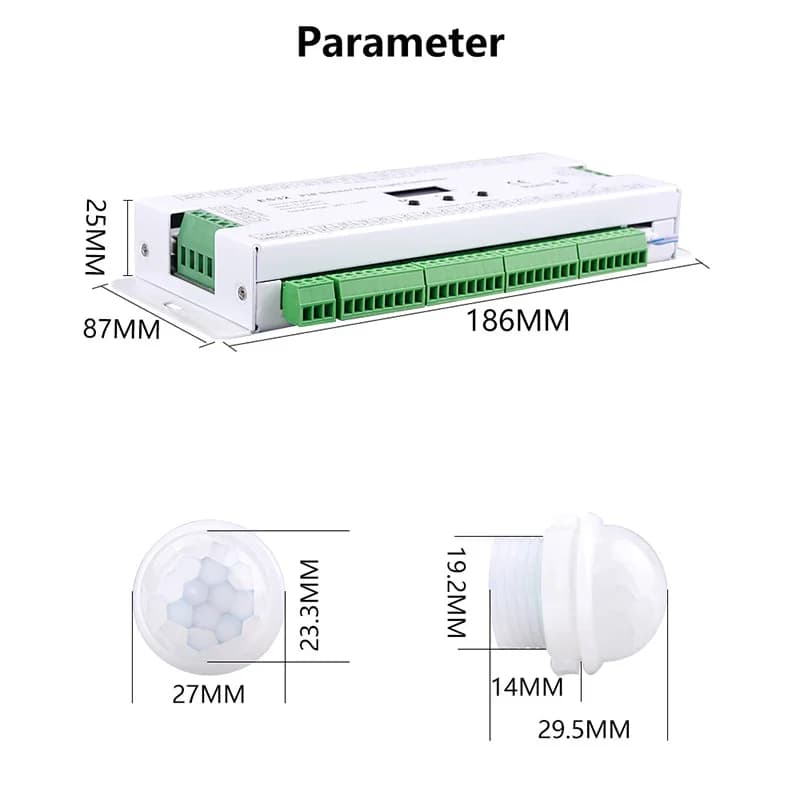 ES32 escaliers contrôleur de lumière LED capteur PIR 32CH couleur unique 2CH RGB Pixel SPI LED bande