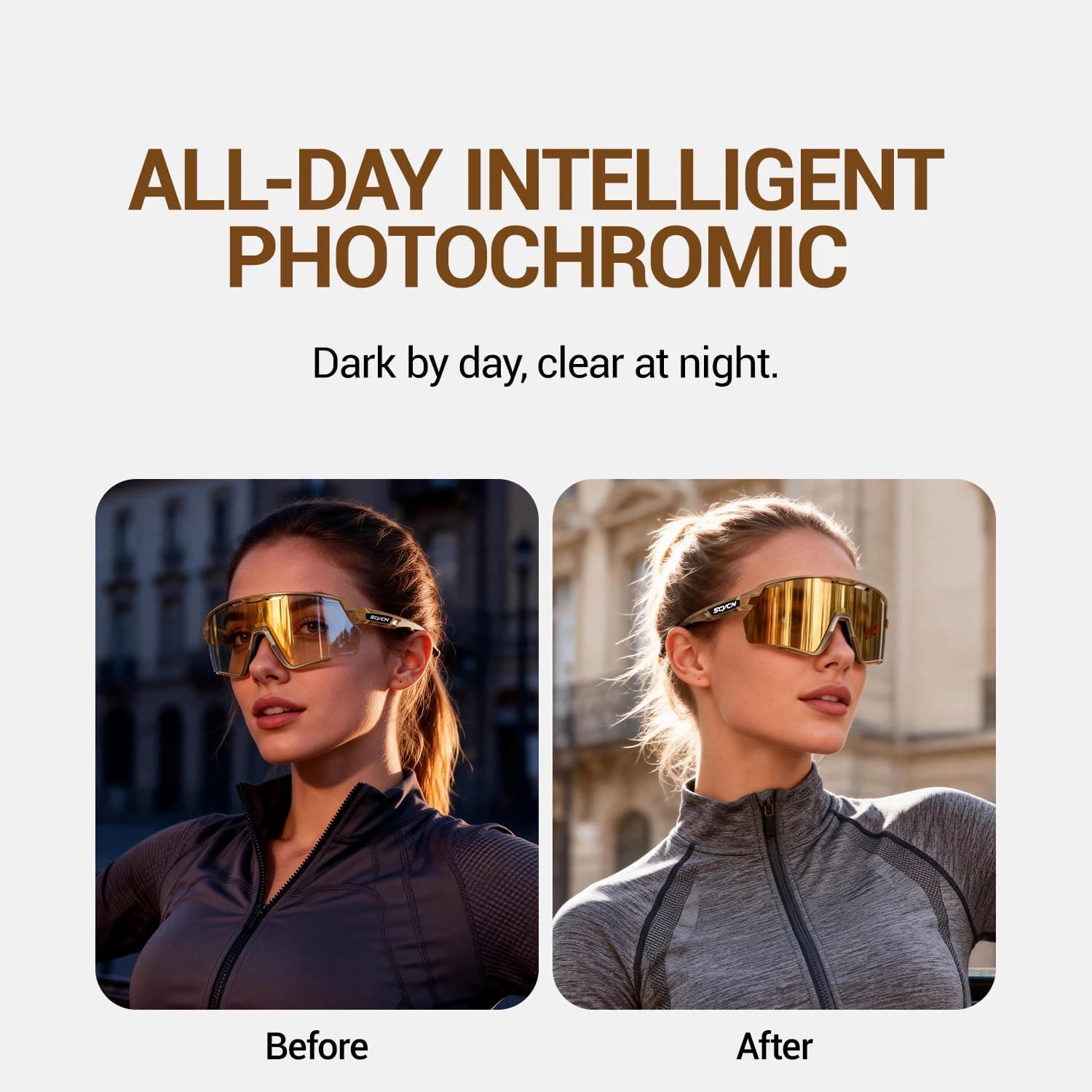 Lunettes de soleil photochromiques SCVCN pour hommes et femmes, lunettes de sport pour le vélo de mo