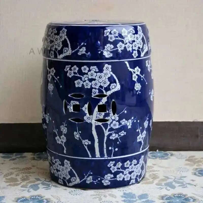 Tabouret à langer en céramique, tambour de salle de bains, tabouret de tambour néoclassique assis ba