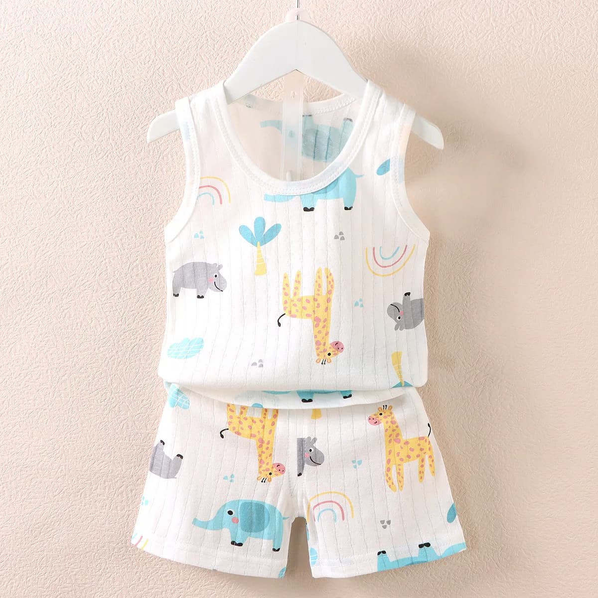 Vêtements pour enfants imprimé hauts sans manche shorts mignon respirant enfants été gilet ensemble 