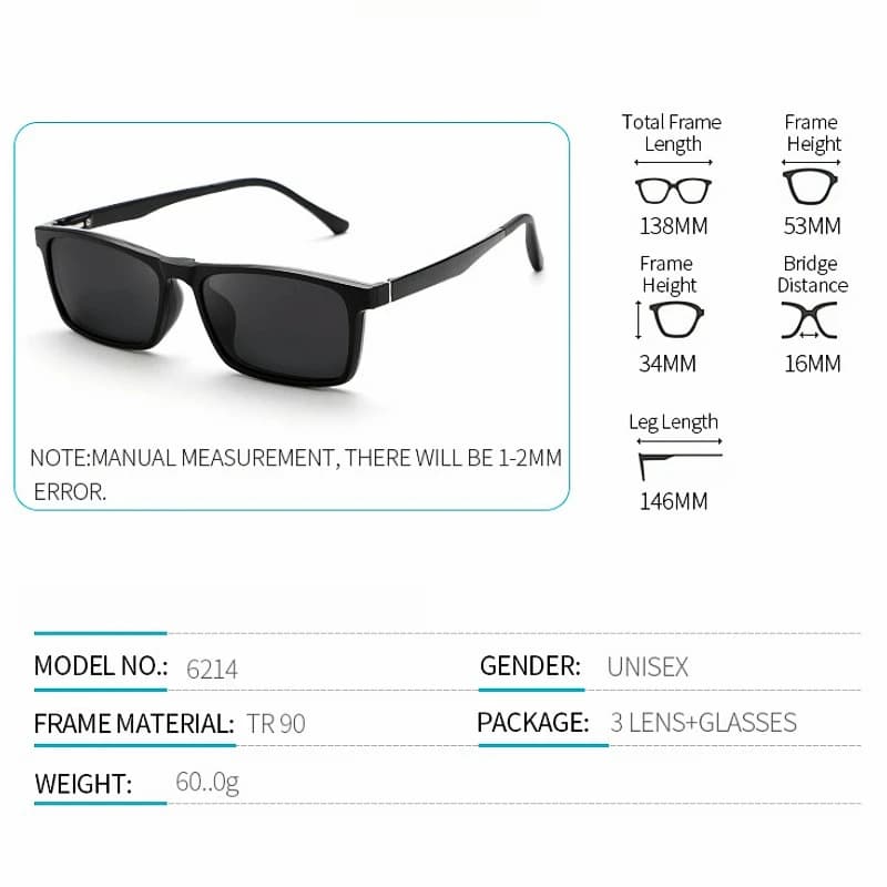 YIMARUILI mode TR90 magnétique polarisé lunettes à clipser pour femmes rétro carré optique Prescript