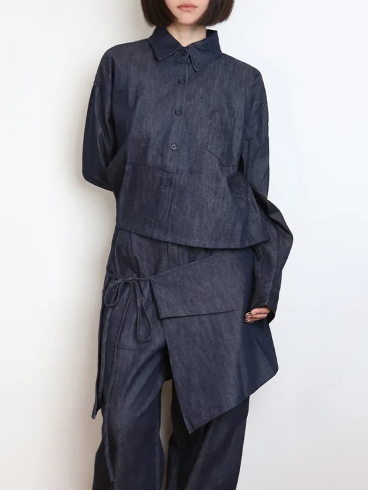 BJTZ printemps automne ensemble pour femmes 2025 nouveau manteau en jean pantalon à jambes larges 3 