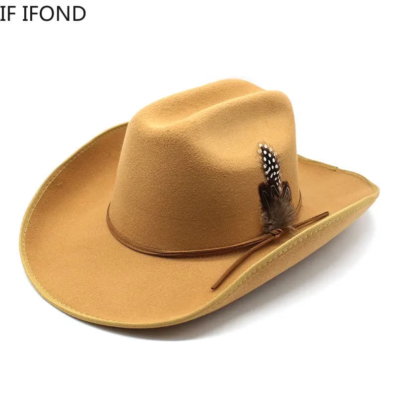 Chapeau de cowboy occidental à large bord pour homme, casquettes d'église Everche, Fascinateur vinta