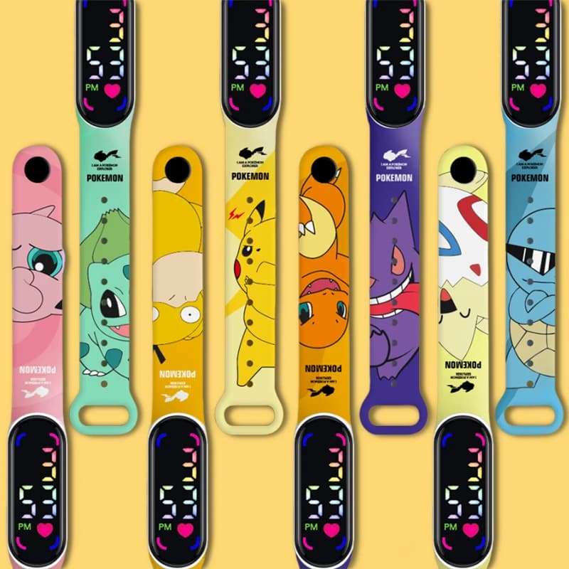 Montre électronique à LED avec bracelet, nouvelle montre numérique mignonne à l'effigie de Pikachu G