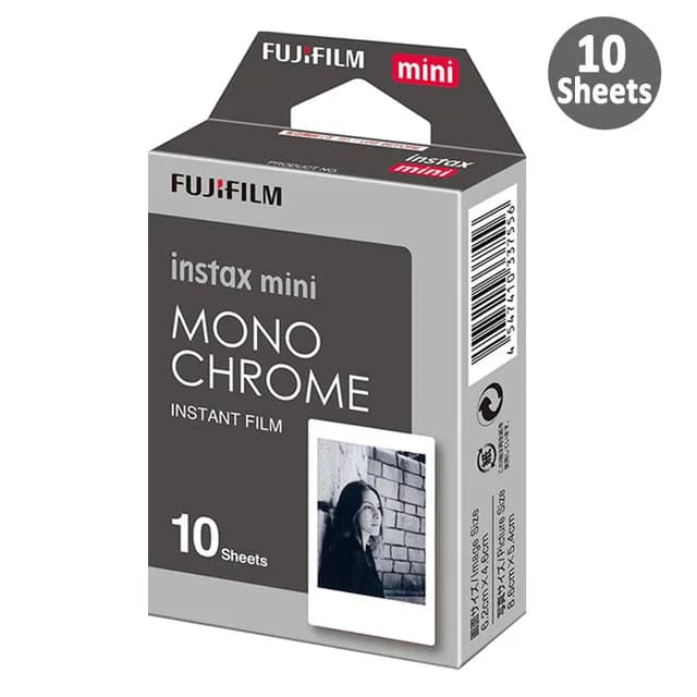 Films monochromes Fujifilm Instax Mini noir et blanc, 10/50 feuilles, pour appareils photo instantan